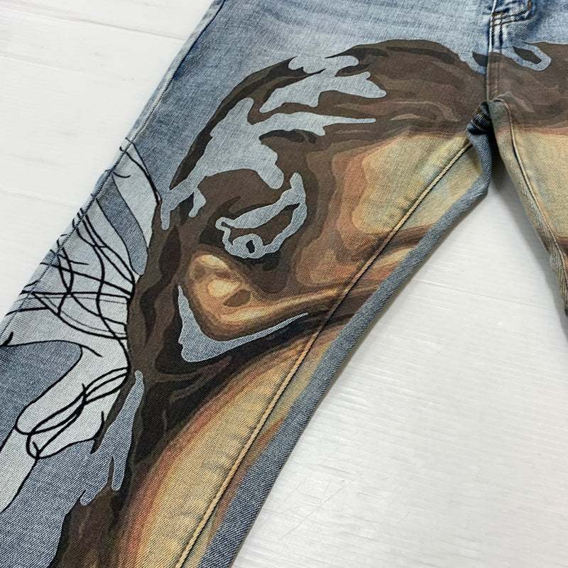 【中古品】【メンズ】 ANTHEM アンセム × A GOOD BAD INFLUENCE ア グッド バッド インフルエンス × OLI オリ 別注コラボ VENUS NATURE DENIM ヴィーナス ネイチャー デニム ボトムス ジーンズ 153-260825-sa-08-tei サイズ：L カラー：ブルー 万代Net店