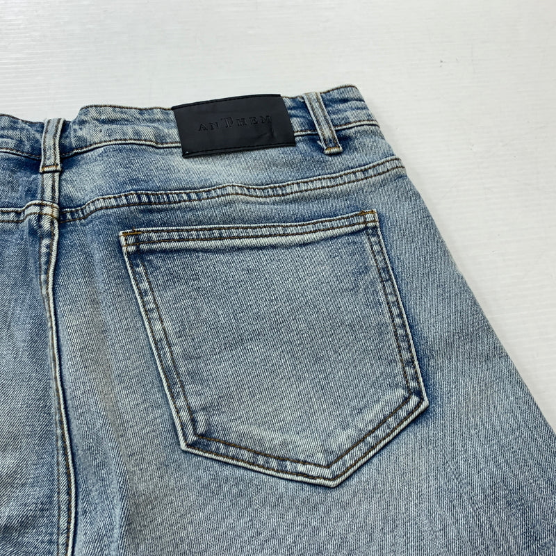 【中古品】【メンズ】 ANTHEM アンセム × A GOOD BAD INFLUENCE ア グッド バッド インフルエンス × OLI オリ 別注コラボ VENUS NATURE DENIM ヴィーナス ネイチャー デニム ボトムス ジーンズ 153-260825-sa-08-tei サイズ：L カラー：ブルー 万代Net店