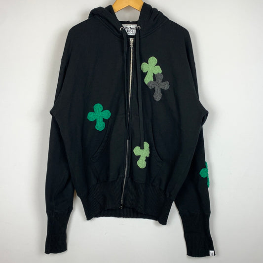 【中古品】【メンズ】 perfect ribs パーフェクト リブス × Y.A.R.N. ヤーン 別注コラボ BASIC ZIP FOODIE PR612035 ベーシック ジップ フーディー 長袖 トップス フルジップパーカー 142-260825-sa-05-tei サイズ：XL カラー：ブラック 万代Net店
