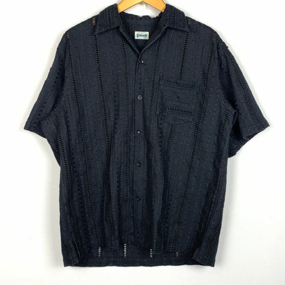 【中古品】【メンズ】 SCHOTT ショット EMBROIDERY SHIRT エンブロイダリー シャツ 半袖 トップス 145-260825-sa-06-tei サイズ：L カラー：ブラック 万代Net店