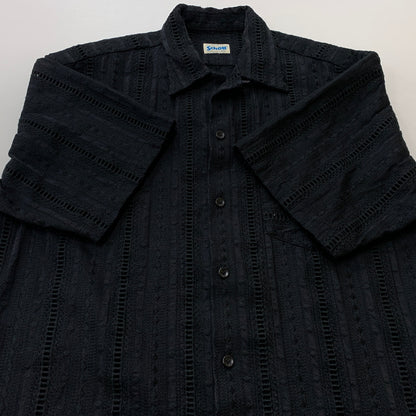 【中古品】【メンズ】 SCHOTT ショット EMBROIDERY SHIRT エンブロイダリー シャツ 半袖 トップス 145-260825-sa-06-tei サイズ：L カラー：ブラック 万代Net店