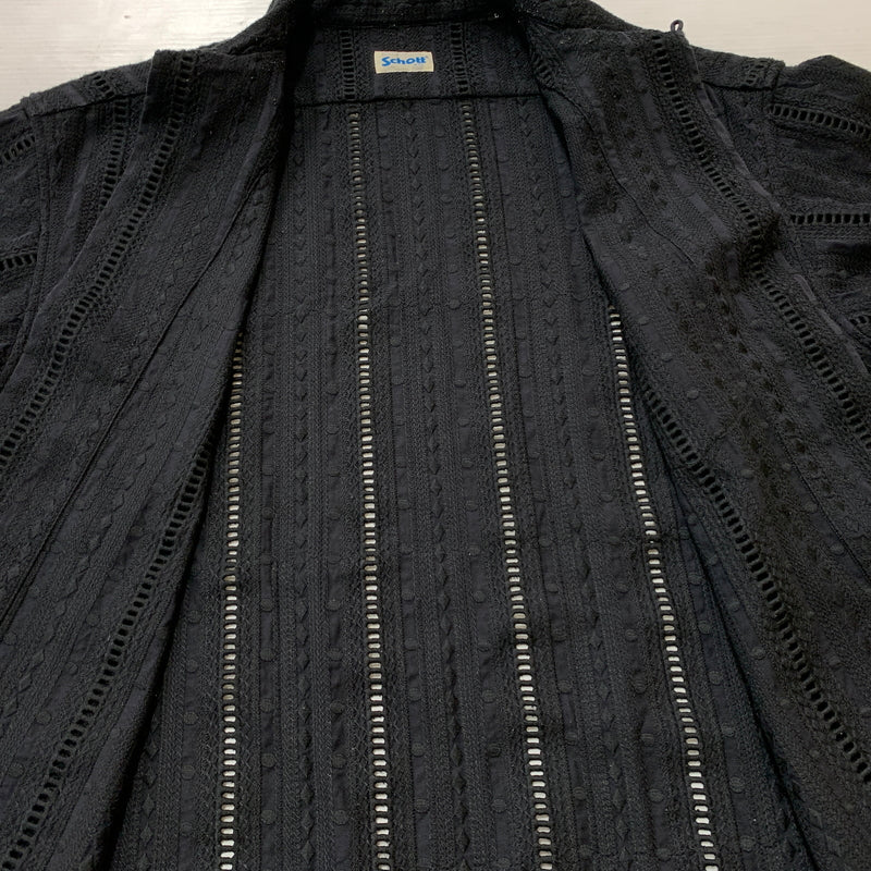 【中古品】【メンズ】 SCHOTT ショット EMBROIDERY SHIRT エンブロイダリー シャツ 半袖 トップス 145-260825-sa-06-tei サイズ：L カラー：ブラック 万代Net店