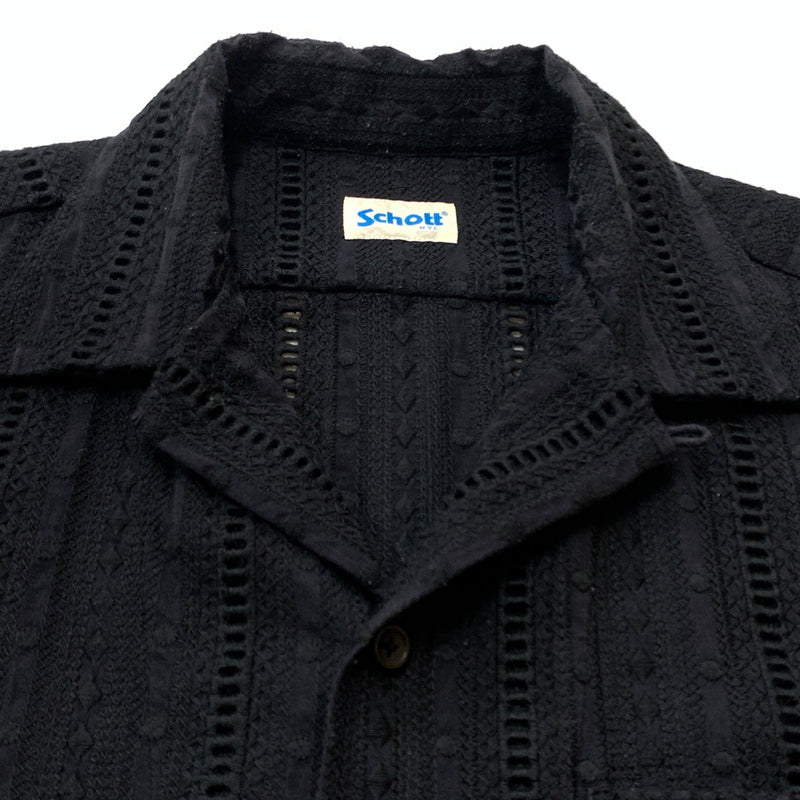 【中古品】【メンズ】 SCHOTT ショット EMBROIDERY SHIRT エンブロイダリー シャツ 半袖 トップス 145-260825-sa-06-tei サイズ：L カラー：ブラック 万代Net店