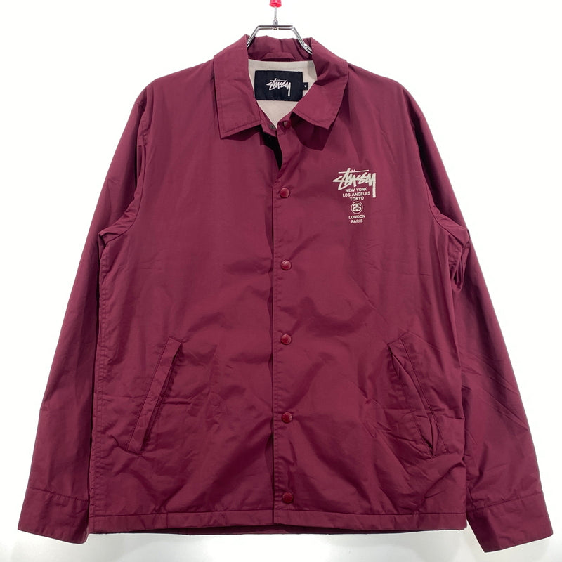 【現状渡し品】【メンズ】 STUSSY ステューシー NYLON COACH JACKET ナイロン コーチ ジャケット アウター 142-260824-sa-08-tei サイズ：L カラー：ボルドー 万代Net店
