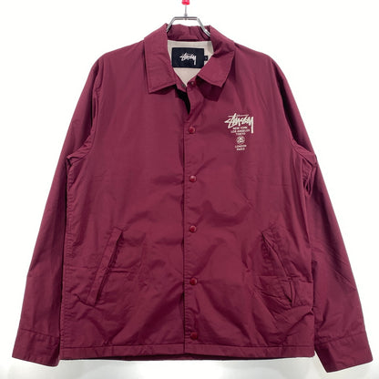 【現状渡し品】【メンズ】 STUSSY ステューシー NYLON COACH JACKET ナイロン コーチ ジャケット アウター 142-260824-sa-08-tei サイズ：L カラー：ボルドー 万代Net店