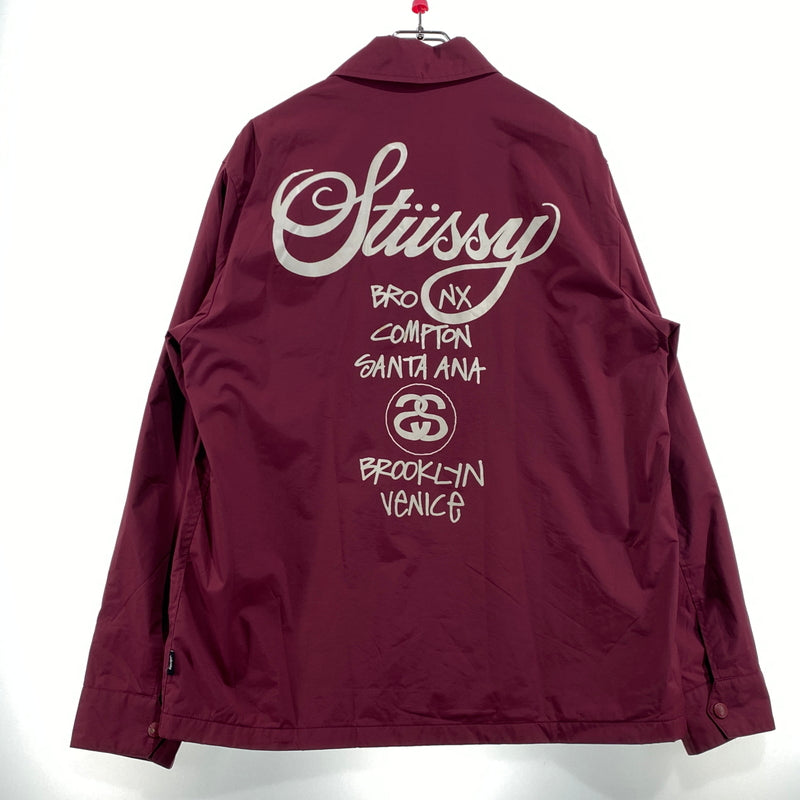 【現状渡し品】【メンズ】 STUSSY ステューシー NYLON COACH JACKET ナイロン コーチ ジャケット アウター 142-260824-sa-08-tei サイズ：L カラー：ボルドー 万代Net店