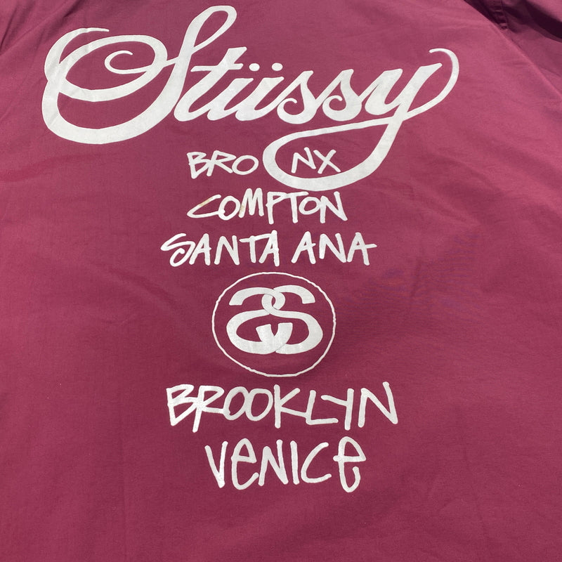【現状渡し品】【メンズ】 STUSSY ステューシー NYLON COACH JACKET ナイロン コーチ ジャケット アウター 142-260824-sa-08-tei サイズ：L カラー：ボルドー 万代Net店