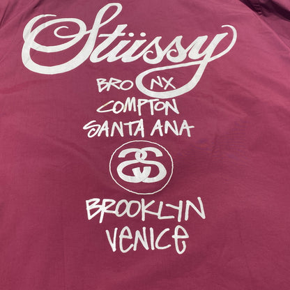 【現状渡し品】【メンズ】 STUSSY ステューシー NYLON COACH JACKET ナイロン コーチ ジャケット アウター 142-260824-sa-08-tei サイズ：L カラー：ボルドー 万代Net店