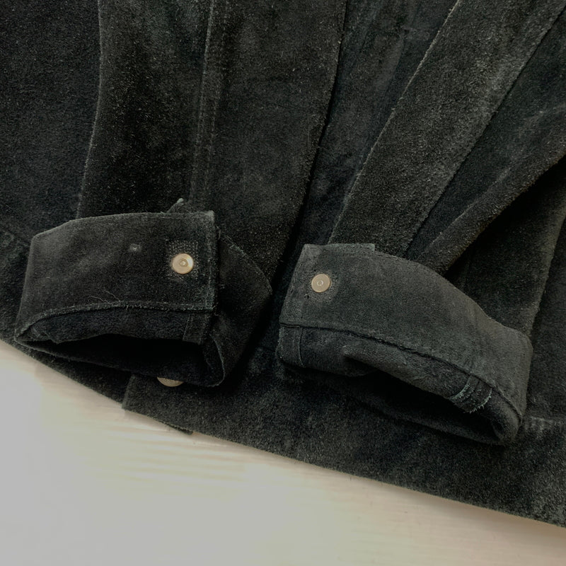 【中古品】【メンズ】 STUSSY ステューシー SUEDE COW LEATHER TRACKER JACKET スエード カウレザー トラッカー ジャケット アウター 142-260826-sa-01-tei サイズ：L カラー：ブラック 万代Net店