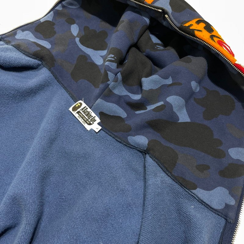 【現状渡し品】【メンズ】 A BATHING APE アベイシングエイプ CAMO TIGER FULL ZIP HOODIE 001ZPG301006X カモ タイガー フルジップ フーディ トップス フルジップパーカー 142-260826-ko-13-teih サイズ：L カラー：ブルー 万代Net店