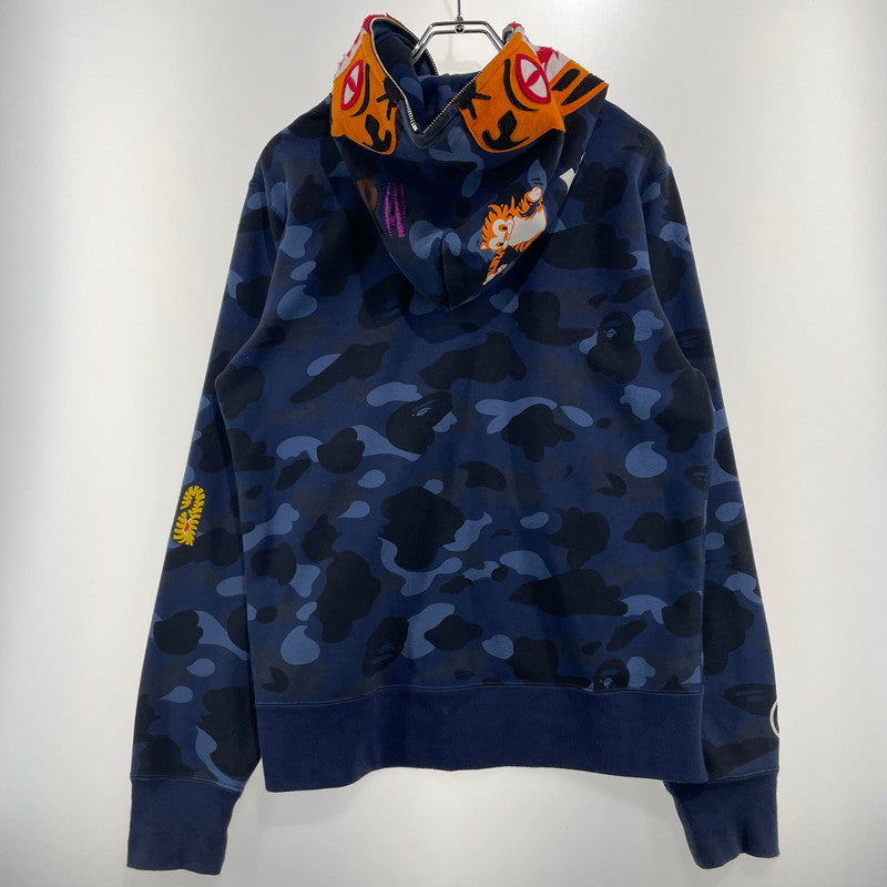 【現状渡し品】【メンズ】 A BATHING APE アベイシングエイプ CAMO TIGER FULL ZIP HOODIE 001ZPG301006X カモ タイガー フルジップ フーディ トップス フルジップパーカー 142-260826-ko-13-teih サイズ：L カラー：ブルー 万代Net店