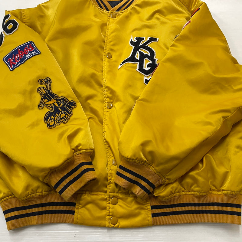 【中古品】【メンズ】 KEBOZ ケボズ × FREAK'S フリークス ストア 別注コラボ STADIUM JUMPER 214-1579 スタジアム ジャンパー アウター スタジャン 142-260830-sa-12-tei サイズ：L カラー：イエロー 万代Net店