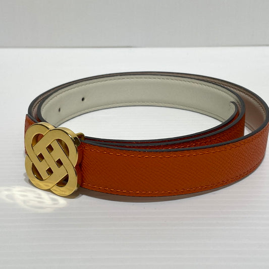 【中古品】【メンズ】 HERMES エルメス イリス リバーシブル ベルト サクセサリー 183-260828-ko-11-tei カラー：オレンジ/ホワイト 万代Net店