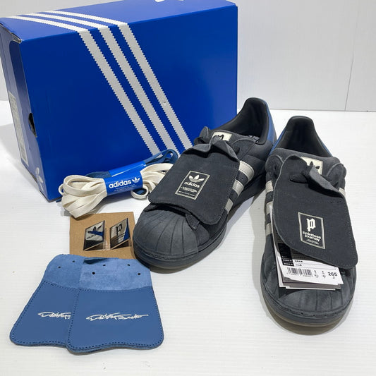 【中古品】【メンズ】 adidas アディダス × ATMOS アトモス × POINTLESS JOURNEY ポイントレスジャーニー (KING GNU DAIKI TSUNETA) × SUPERSTAR 2 スーパースター2 DGH Sol KJ8846 スニーカー 靴 161-260828-ko-03-tei サイズ：26.5cm カラー：グレー 万代Net店
