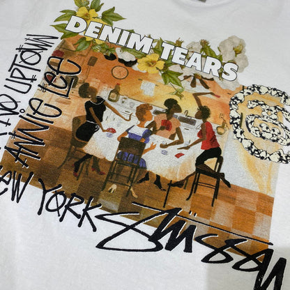 【中古品】【メンズ】 STUSSY ステューシー × DENIM TEARS デニムティアーズ 別注コラボ ANNIE LEE TEE アニーリー Tシャツ 半袖 トップス 142-260831-yo-03-tei サイズ：M カラー：ホワイト 万代Net店
