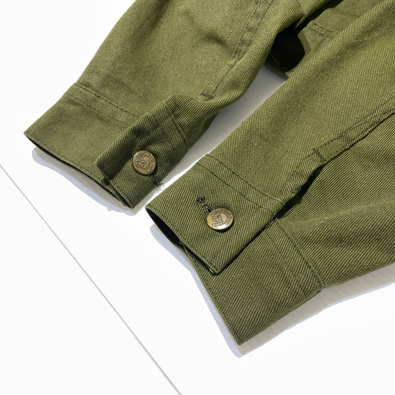 【現状渡し品】【メンズ】 Lee リー 70's TWILL TRUCKER JACKET 70年代 ツイル トラッカージャケット アウター ボタン裏刻印21 145-260902-ss-02-tei サイズ：不明 カラー：カーキ 万代Net店