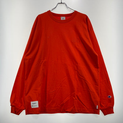 【中古品】【メンズ】 WTAPS ダブルタップス × CHAMPION チャンピオン 別注コラボ ACADEMY LS T-SHIRTS "ORANGE" 232HBCHD-CSM01S アカデミー ロングスリーブ Tシャツ 長袖 トップス 142-260831-yo-05-tei サイズ：XL カラー：オレンジ 万代Net店