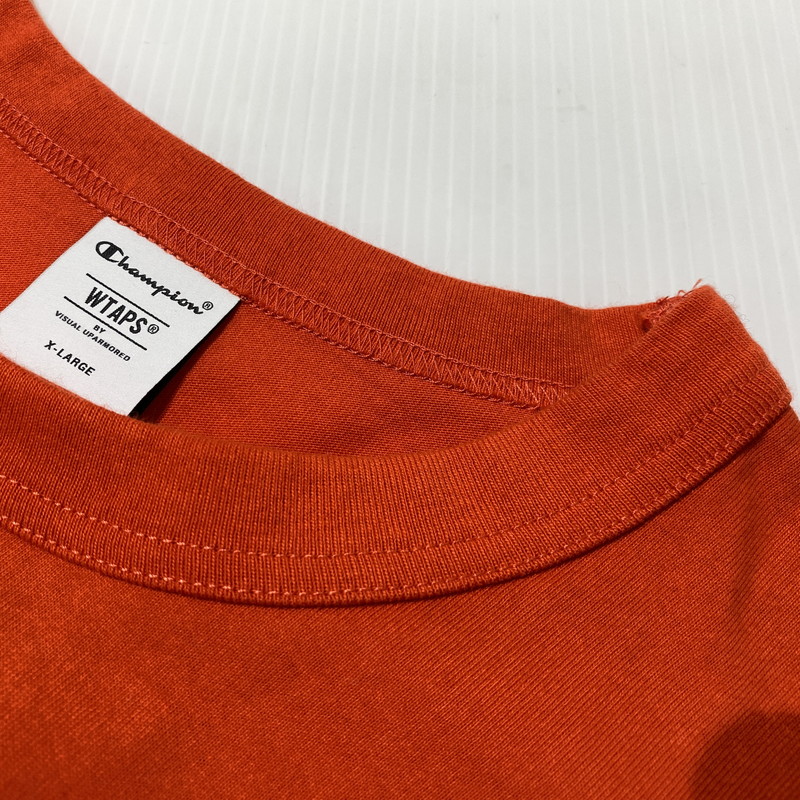 【中古品】【メンズ】 WTAPS ダブルタップス × CHAMPION チャンピオン 別注コラボ ACADEMY LS T-SHIRTS "ORANGE" 232HBCHD-CSM01S アカデミー ロングスリーブ Tシャツ 長袖 トップス 142-260831-yo-05-tei サイズ：XL カラー：オレンジ 万代Net店