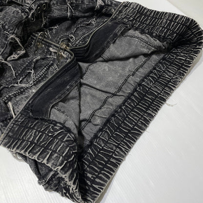 【中古品】【メンズ】 REFLEM レフレム HIGH NECK DENIM ZIP UP HOODIE WITH PATCHWORK BELT RF25-H10 ツギハギベルト付き ハイネック デニムジップパーカー アウター フーディー 147-260905-ss-06-teih サイズ：FREE カラー：ブラック 万代Net店