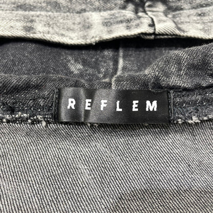 【中古品】【メンズ】 REFLEM レフレム HIGH NECK DENIM ZIP UP HOODIE WITH PATCHWORK BELT RF25-H10 ツギハギベルト付き ハイネック デニムジップパーカー アウター フーディー 147-260905-ss-06-teih サイズ：FREE カラー：ブラック 万代Net店