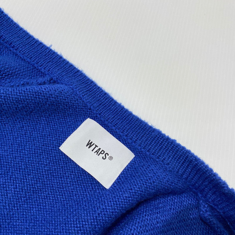 【中古品】【メンズ】 WTAPS ダブルタップス 24AW PALMER SWEATER ACRYLIC 242MADT-KNM02 セーター アクリル 長袖 カーディガン 142-260831-yo-07-tei サイズ：02 カラー：ブルー 万代Net店