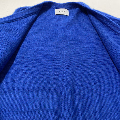 【中古品】【メンズ】 WTAPS ダブルタップス 24AW PALMER SWEATER ACRYLIC 242MADT-KNM02 セーター アクリル 長袖 カーディガン 142-260831-yo-07-tei サイズ：02 カラー：ブルー 万代Net店