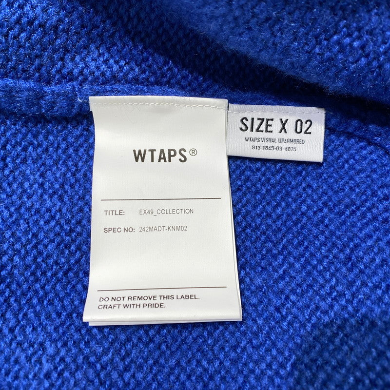 【中古品】【メンズ】 WTAPS ダブルタップス 24AW PALMER SWEATER ACRYLIC 242MADT-KNM02 セーター アクリル 長袖 カーディガン 142-260831-yo-07-tei サイズ：02 カラー：ブルー 万代Net店
