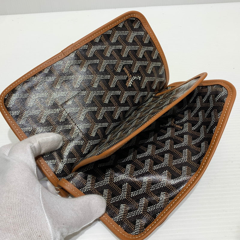 【中古品】【メンズ/レディース】 GOYARD ゴヤール プリュメポーチウォレット カバン ポシェット ショルダーバッグ ハンドバッグ 180-260830-ko-05-tei カラー：ブラック×タン 万代Net店