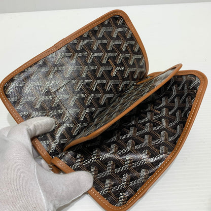 【中古品】【メンズ/レディース】 GOYARD ゴヤール プリュメポーチウォレット カバン ポシェット ショルダーバッグ ハンドバッグ 180-260830-ko-05-tei カラー：ブラック×タン 万代Net店