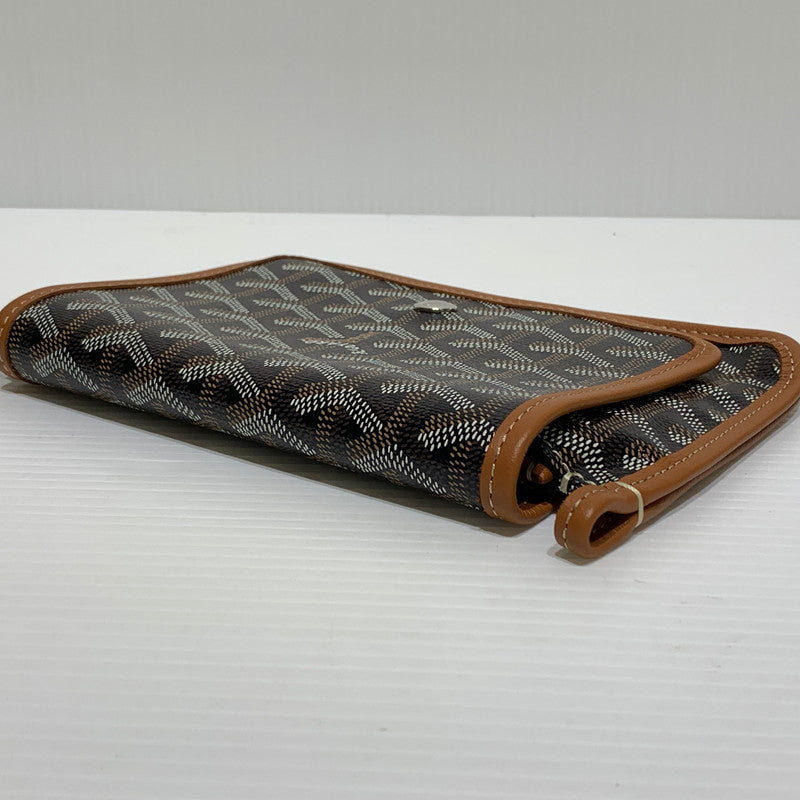 【中古品】【メンズ/レディース】 GOYARD ゴヤール プリュメポーチウォレット カバン ポシェット ショルダーバッグ ハンドバッグ 180-260830-ko-05-tei カラー：ブラック×タン 万代Net店