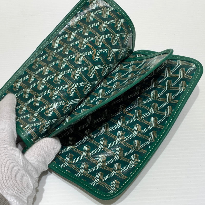 【中古品】【メンズ/レディース】 GOYARD ゴヤール プリュメポーチウォレット カバン ポシェット ショルダーバッグ ハンドバッグ 180-260830-ko-04-tei カラー：グリーン 万代Net店