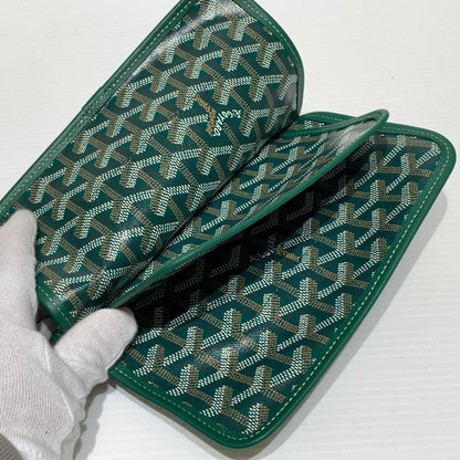 【中古品】【メンズ/レディース】 GOYARD ゴヤール プリュメポーチウォレット カバン ポシェット ショルダーバッグ ハンドバッグ 180-260830-ko-04-tei カラー：グリーン 万代Net店