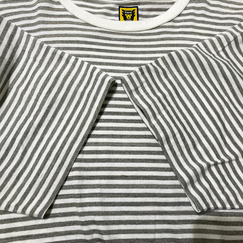 【中古品】【メンズ】 HUMANMADE ヒューマンメイド BORDER TEE ボーダー Tシャツ 半袖 トップス 142-260831-yo-01-tei サイズ：L カラー：グレー 万代Net店