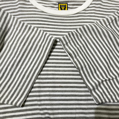 【中古品】【メンズ】 HUMANMADE ヒューマンメイド BORDER TEE ボーダー Tシャツ 半袖 トップス 142-260831-yo-01-tei サイズ：L カラー：グレー 万代Net店
