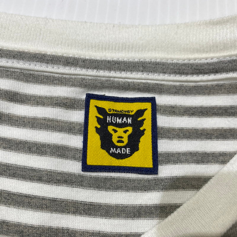 【中古品】【メンズ】 HUMANMADE ヒューマンメイド BORDER TEE ボーダー Tシャツ 半袖 トップス 142-260831-yo-01-tei サイズ：L カラー：グレー 万代Net店