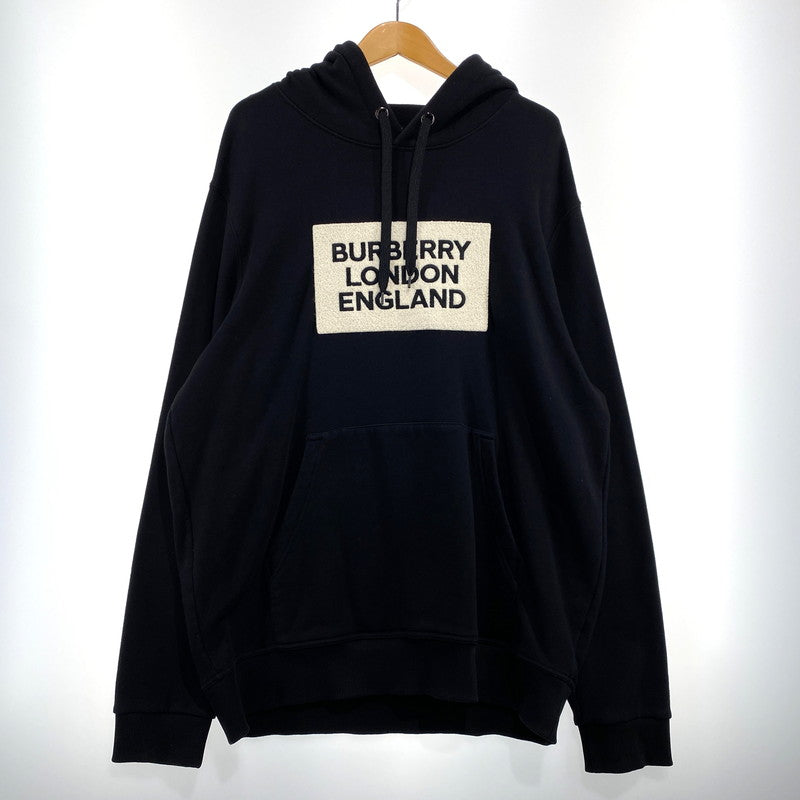 【中古品】【メンズ】 BURBERRY LONDON バーバリー ロンドン BOX LOGO PULLOVER HOODIE 8021437 ボックスロゴ プルオーバー フーディ 長袖 トップス パーカー 141-260831-yo-08-tei サイズ：L カラー：ブラック 万代Net店