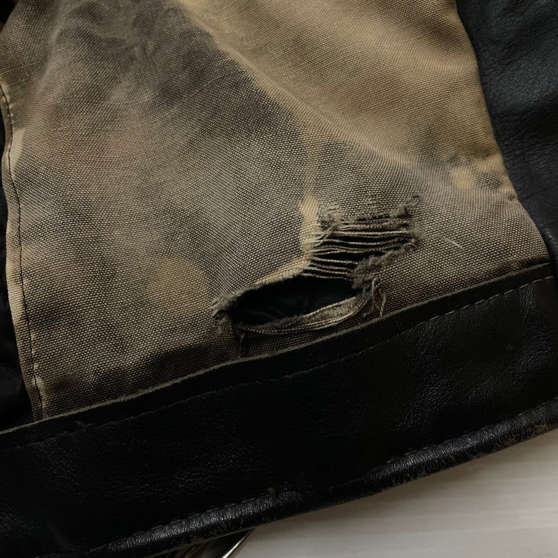 【現状渡し品】【メンズ】 Schott ショット 80‘s~90‘s DOUBLE RIDERS JACKET MADE IN USA 80∼90年代 バイカータグ後期 ダブルライダース ジャケット アウター アメリカ製 レザージャケット 145-260905-ss-09-teih サイズ：34/※ダメージ、リペア等多々あり カラー：ブラック 万代Net店