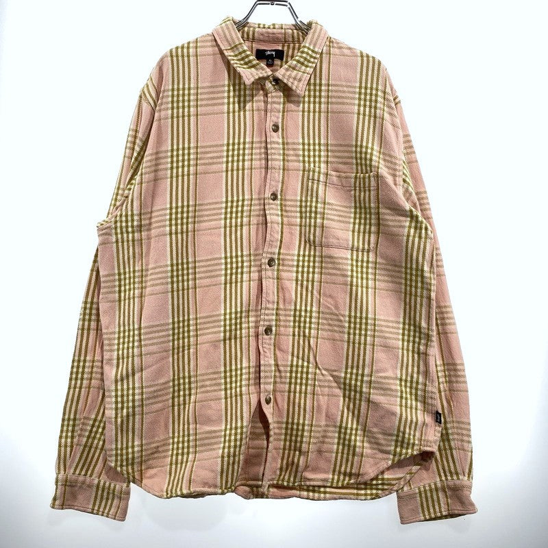 【中古品】【メンズ】 STUSSY ステューシー LAGUNA PLAID SHIRT 1110245 ラグーナ プレイド シャツ 長袖 トップス チェックシャツ 142-260901-yo-05-teih サイズ：XL カラー：ピンク 万代Net店