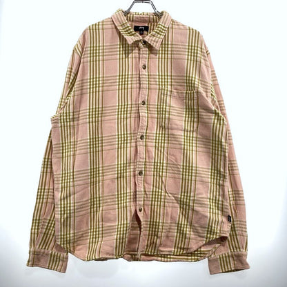 【中古品】【メンズ】 STUSSY ステューシー LAGUNA PLAID SHIRT 1110245 ラグーナ プレイド シャツ 長袖 トップス チェックシャツ 142-260901-yo-05-teih サイズ：XL カラー：ピンク 万代Net店