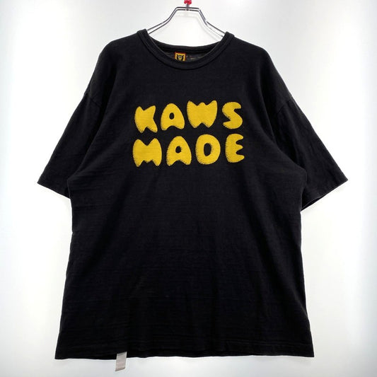 【中古品】【メンズ】 HUMANMADE　ヒューマンメイド × KAWS カウズ 別注コラボ KAWSMADE PRINT T-SHIRT カウズメイド プリント Tシャツ 半袖 トップス 142-260901-yo-07-teih サイズ：2XL カラー：ブラック 万代Net店