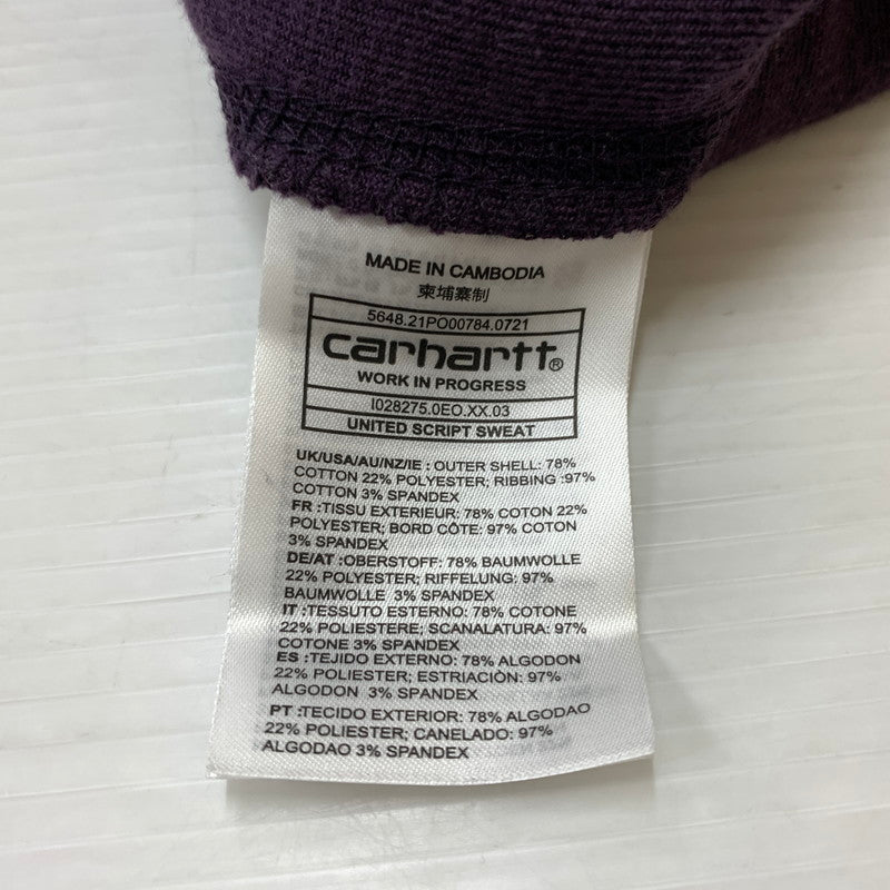 【中古品】【メンズ】 Carhartt WIP カーハートワークインプログレス UNITED SCRIPT SWEAT I028275 ユナイテッド スクリプト スウェットシャツ トップス トレーナー ベロアフリース風 145-260901-ko-02-teih サイズ：S カラー：パープル 万代Net店