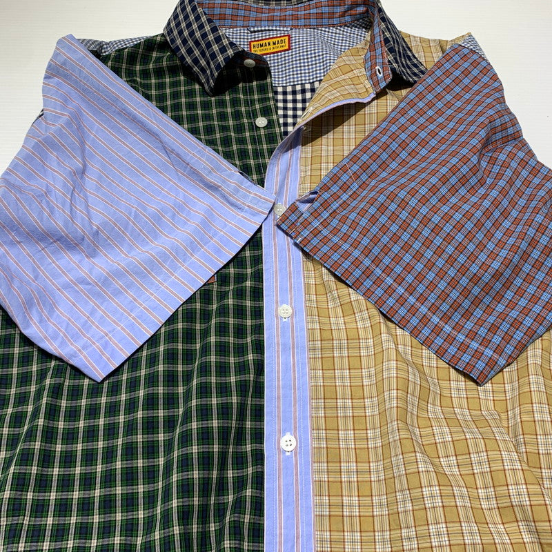 【中古品】【メンズ】 HUMANMADE ヒューマンメイド CRAZY CHECK SHIRT HM31SH002 クレイジー チェックシャツ 半袖 トップス ボタンダウン 142-260901-ko-23-teih サイズ：L カラー：マルチ 万代Net店
