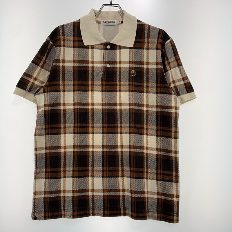 【中古品】【メンズ】 A BATHING APE アベイシングエイプ S/S POLO SHIRT ショートスリーブ ポロシャツ 半袖 トップス ハーフボタン 142-260904-ko-03-teih サイズ：M カラー：チェック 万代Net店