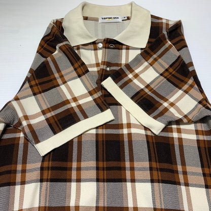 【中古品】【メンズ】 A BATHING APE アベイシングエイプ S/S POLO SHIRT ショートスリーブ ポロシャツ 半袖 トップス ハーフボタン 142-260904-ko-03-teih サイズ：M カラー：チェック 万代Net店