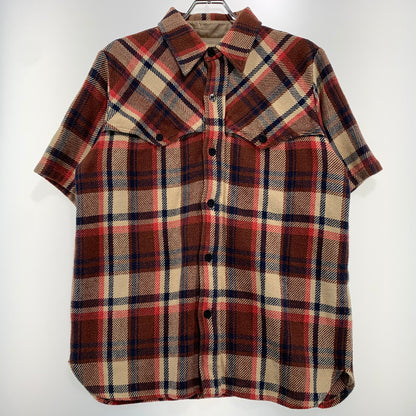 【現状渡し品】【メンズ】 A BATHING APE アベイシングエイプ CHECK S/S SHIRT チェック ショートスリーブ シャツ 半袖 トップス コットン レーヨン 142-260904-ko-06-teih サイズ：L カラー：チェック 万代Net店