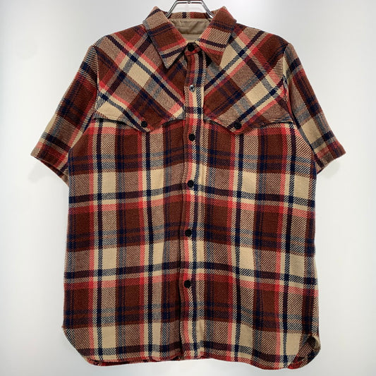 【現状渡し品】【メンズ】 A BATHING APE アベイシングエイプ CHECK S/S SHIRT チェック ショートスリーブ シャツ 半袖 トップス コットン レーヨン 142-260904-ko-06-teih サイズ：L カラー：チェック 万代Net店
