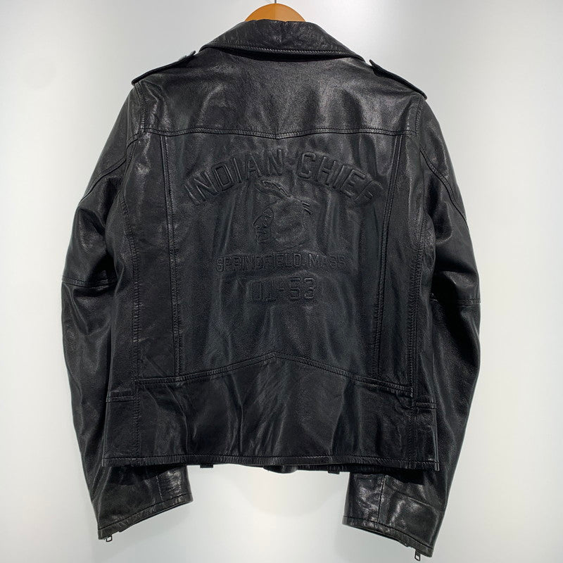 【中古品】【メンズ】 INDIAN MOTORCYCLE インディアン モーターサイクル LAMBSKIN RIDERS JACKET ラムレザー ライダース ジャケット アウター バイカージャケット 145-260904-ko-08-teih サイズ：M カラー：ブラック 万代Net店