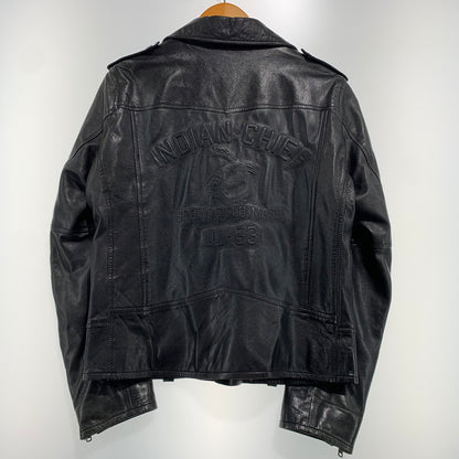 【中古品】【メンズ】 INDIAN MOTORCYCLE インディアン モーターサイクル LAMBSKIN RIDERS JACKET ラムレザー ライダース ジャケット アウター バイカージャケット 145-260904-ko-08-teih サイズ：M カラー：ブラック 万代Net店