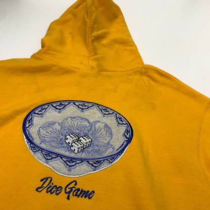 【現状渡し品】【メンズ】 MAGIC STICK マジックスティック × CHAMPION チャンピオン 別注コラボ CHINKORO HOODIE チンコロ フーディ 長袖 トップス プルオーバーパーカー 142-260903-sa-08-teih サイズ：M カラー：イエロー 万代Net店