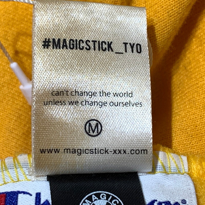 【現状渡し品】【メンズ】 MAGIC STICK マジックスティック × CHAMPION チャンピオン 別注コラボ CHINKORO HOODIE チンコロ フーディ 長袖 トップス プルオーバーパーカー 142-260903-sa-08-teih サイズ：M カラー：イエロー 万代Net店